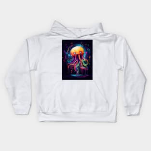 Neon Rainbow Jellyfish Kids Hoodie